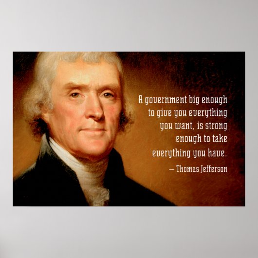 Thomas Jefferson op poster over grote overheid (Voorkant)