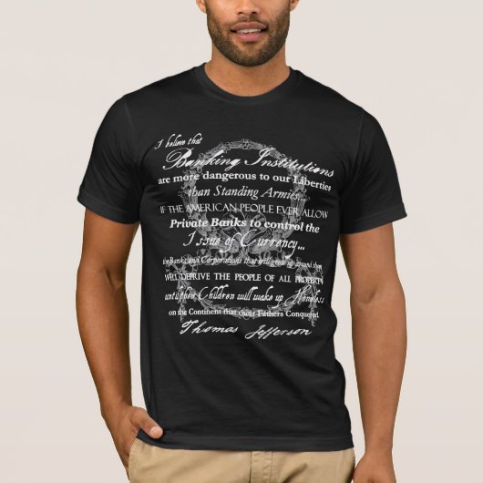 Thomas Jefferson over banken T-shirt (Voorkant)