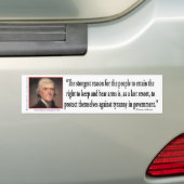 Thomas Jefferson over de controle op Pistolen Bumpersticker (Op auto)
