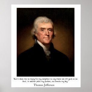 Thomas Jefferson over de staat en religie Poster