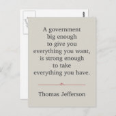Thomas Jefferson Quote Briefkaart (Voorkant / Achterkant)