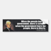 Thomas Jefferson Quote Bumpersticker (Voorkant)
