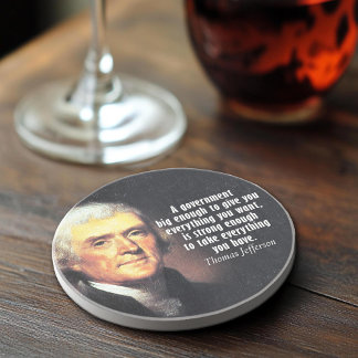 Thomas Jefferson Quote over Big Government Zandsteen Onderzetter