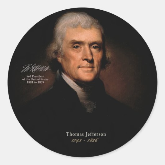 Thomas Jefferson Ronde Sticker (Voorkant)