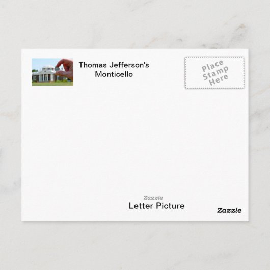 Thomas Jefferson's Monticello Briefkaart (Achterkant)