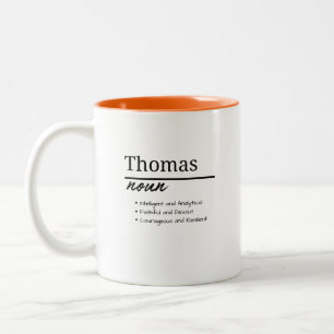 Thomas, Jongen Gepersonaliseerde Naamdefinitie Tweekleurige Koffiemok