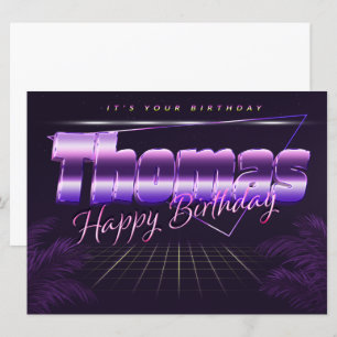 Thomas Name Prénom lila retro Carte Anniversaire