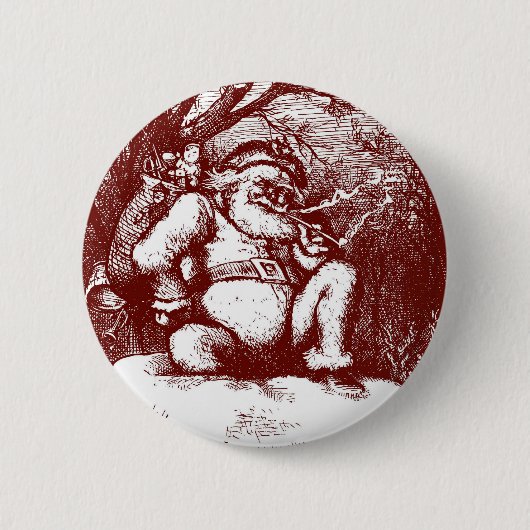 Thomas Nast Santa Claus op Rooftop Ronde Button 5,7 Cm (Voorkant)