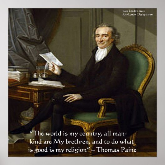 Thomas Paine "Mijn Broeders" Wijsheid Quote Poster (Voorkant)