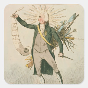 Thomas Paine Politiek Cartoon Vierkante Sticker