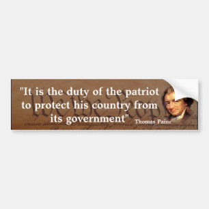 Thomas Paine Quote over de plicht van de patriot Bumpersticker