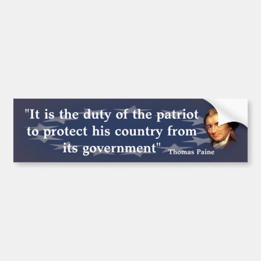 Thomas Paine Quote over de plicht van de patriot Bumpersticker (Voorkant)