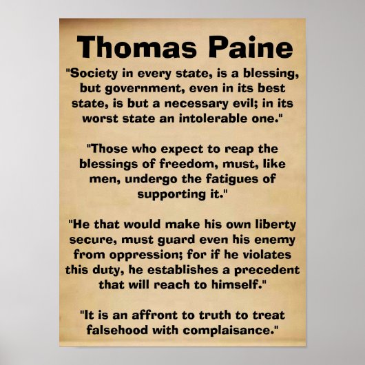 Thomas Paine Quotes Poster (Voorkant)