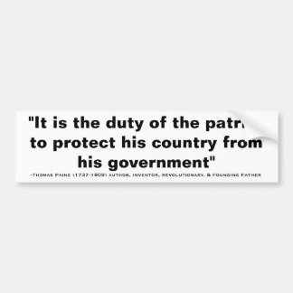 Thomas Paine TATY VAN DE PATRIOT Quote Bumpersticker