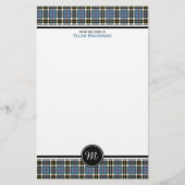 Thompson Clan Blauw Formele Jurk Tartan Monogram Briefpapier (Voorkant)