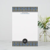Thompson Clan Blauw Formele Jurk Tartan Monogram Briefpapier (Staand voorkant)