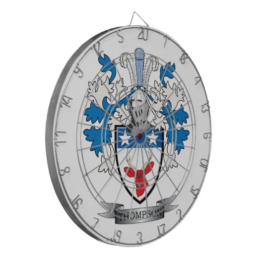 Thompson Family Crest Coat of Arms Dartbord (Voorkant Links)