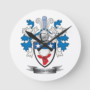 Thompson Family Crest Coat of Arms Ronde Klok