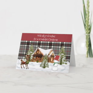Thompson Gray Modern Scottish Tartan Kerstmis Feestdagen Kaart
