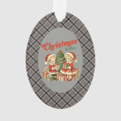 Thomson Grey Modern Tartan Christmas Ornament (voorkant)