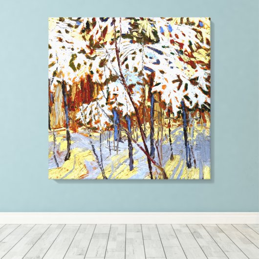 Thomson - Sneeuw bedekte bomen Canvas Afdruk (Insitu (Houten vloer))