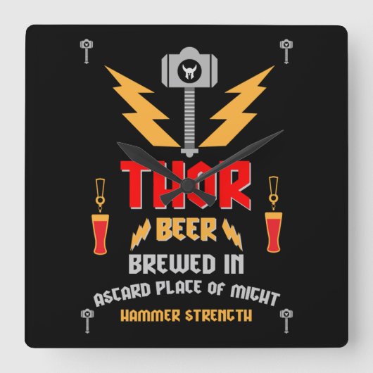 Thor Beer Germanic Paganisme Vierkante Klok (Voorkant)
