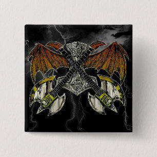 Thor Hammer van de Gods Guitars Vierkante Button 5,1 Cm