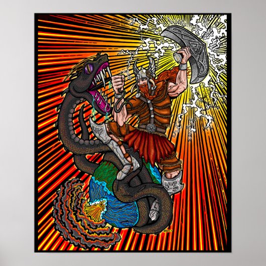 Thor vs. Jörmungandr Poster (Voorkant)