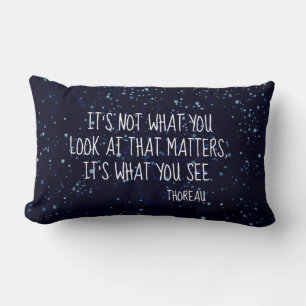 Thoreau literary quote on marine blue with stippen kussen