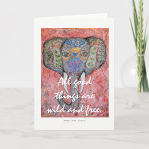 Thoreau Poetry Painted Elephant Art Wenskaart Kaart