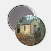 Thoreau's standbeeld en hut magneet (Voorkant / Achterkant)