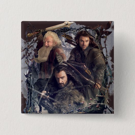 Thorin, Kili en Balin Graphic Vierkante Button 5,1 Cm (Voorkant)