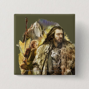 THORIN OAKENSHIELD™, BILBO BAGGINS™, Gandalf Vierkante Button 5,1 Cm
