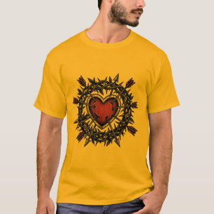 Thorns & Arrows Vintage Tattoo Flash Heart T-shi T-shirt