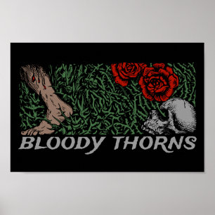 Thorns Rozen van de schedel medieval gekleurd Poster