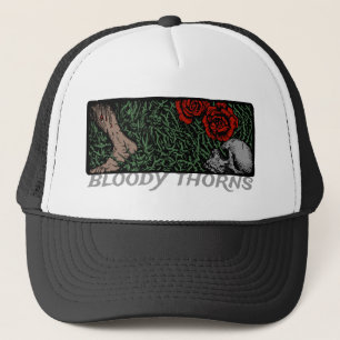 Thorns Rozen van de schedel medieval gekleurd Trucker Pet