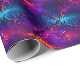 Thorny Neon Vines - Cosmic Bramble Pattern Cadeaupapier