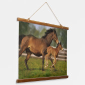 Thoroughbred Chestnut Mare & Foal Hangend Wandkleed (Gebogen)
