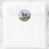 Thoroughbred Foal Standing in the Grass Ronde Sticker (Tas)