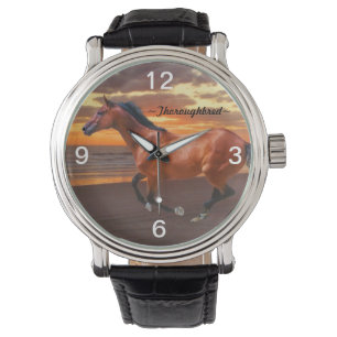 Thoroughbred horse galloping Sunrise Watch Horloge