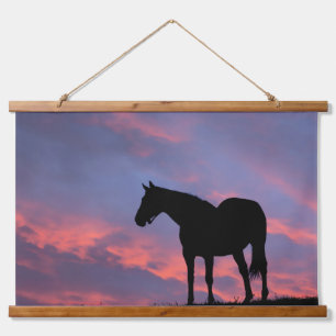 Thoroughbred Horse Silhouetted at Sunrise Hangend Wandkleed