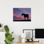 Thoroughbred Horse Silhouetted at Sunrise Poster (Thuiskantoor)