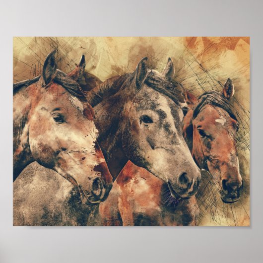 Thoroughbred Horses Decoupage Print (Voorkant)