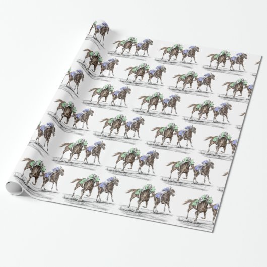 Thoroughbred Horses Racing Cadeaupapier (Uitgerold)