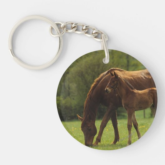 Thoroughbred Mare & Foal 2 Sleutelhanger (Voorkant)