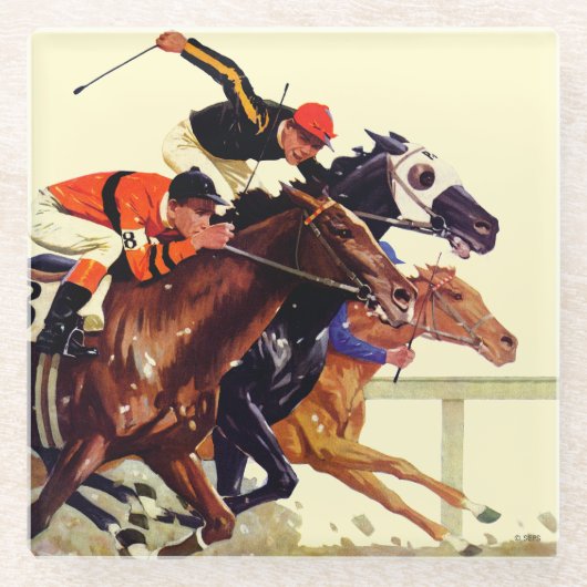 Thoroughbred Race Glazen Onderzetter (Voorkant)