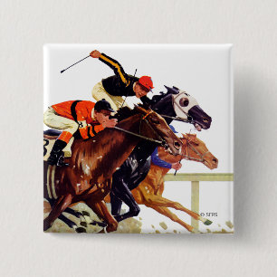 Thoroughbred Race Vierkante Button 5,1 Cm