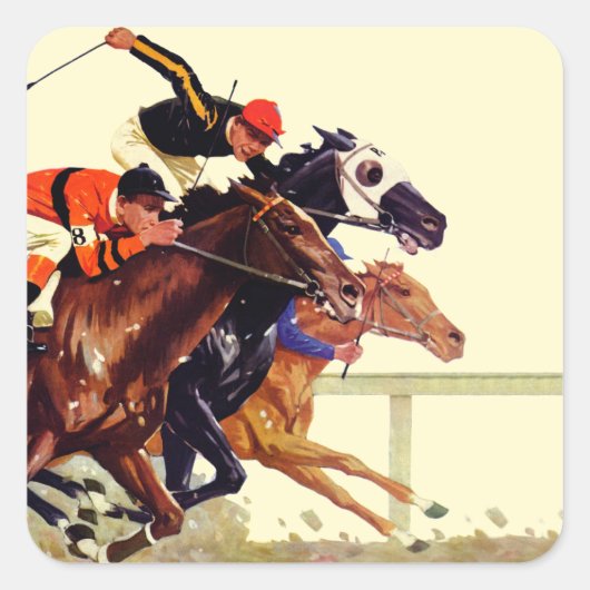 Thoroughbred Race Vierkante Sticker (Voorkant)