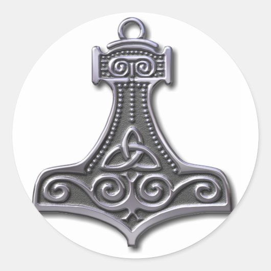 Thor's Hammer-Silver Ronde Sticker (Voorkant)