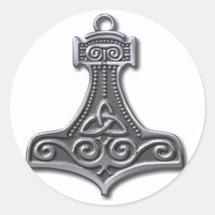 Thor's Hammer-Silver Ronde Sticker